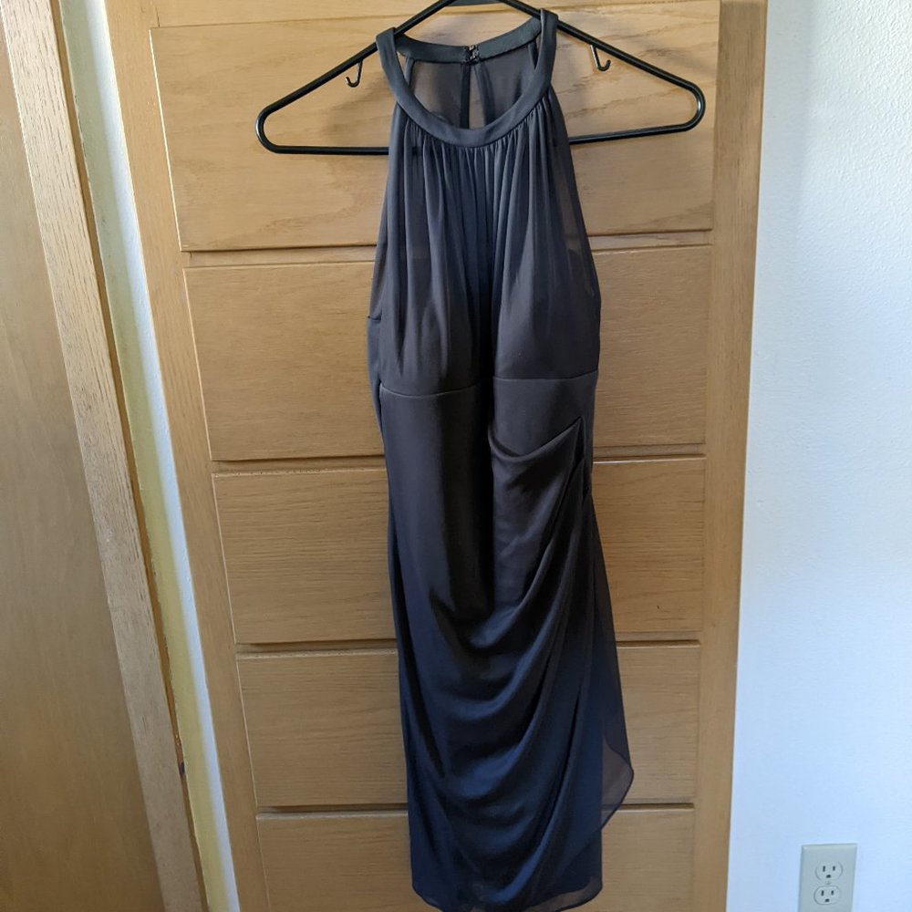 Size 6 short mesh with cascade dress in Graphite